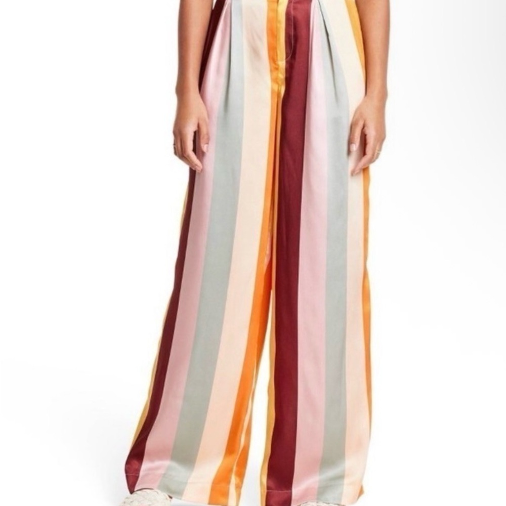 Wide-Leg Multicolor Stripe Pants